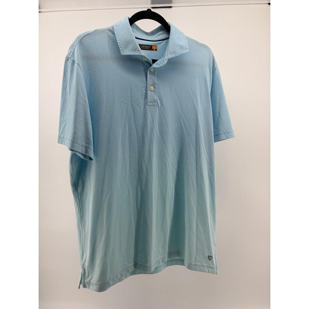 Cremieux Short Sleeve Turquoise Ombré Cotton Solid Polo Shirt, Men's Size L